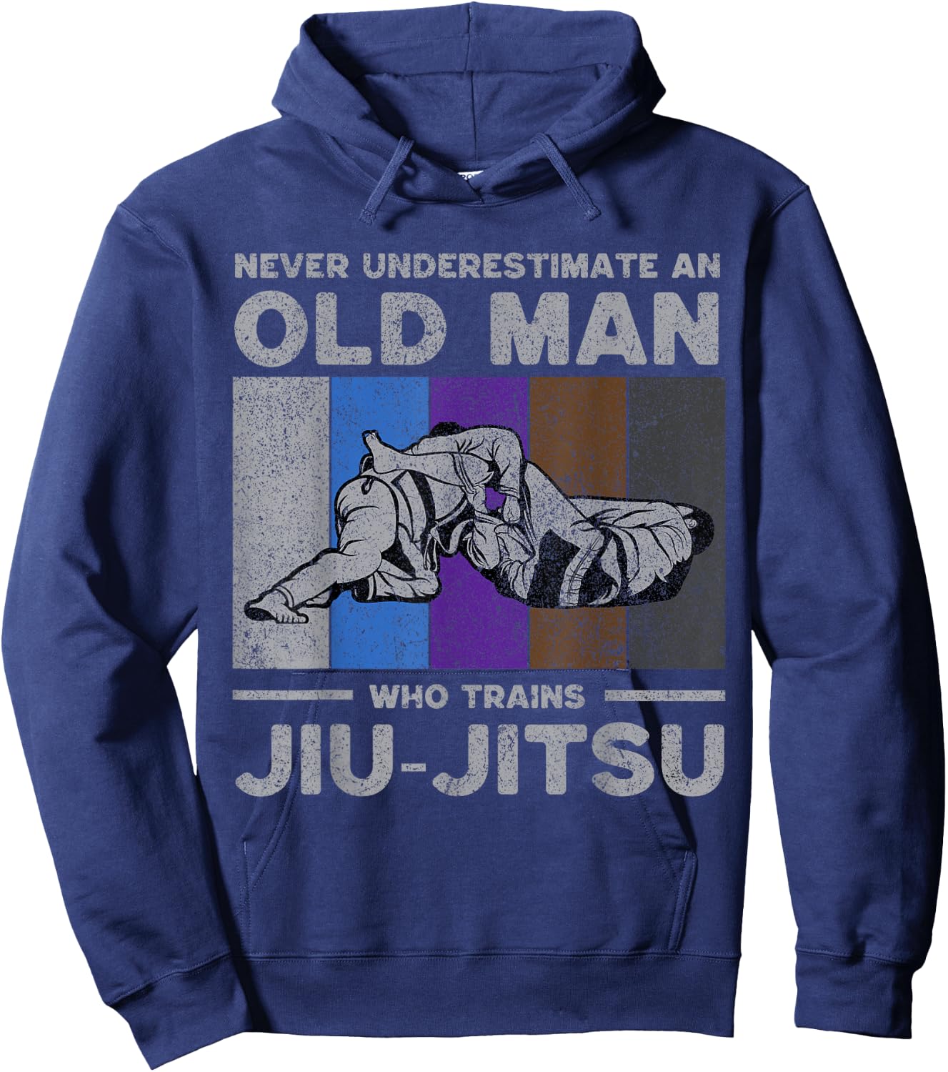 Never Underestimate an Old Man Brazilian Jiu Jitsu Hoodie - Hoodie | Navy