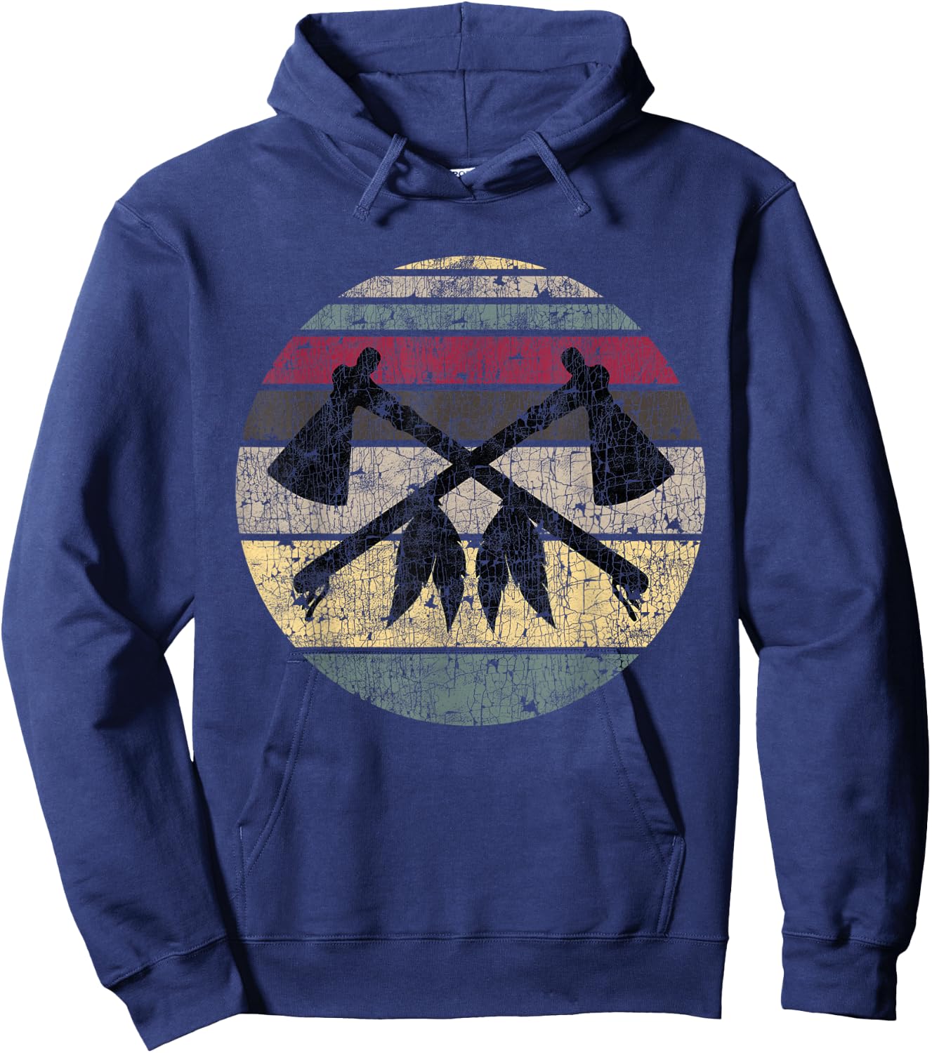 Vintage Native American Throwing Axe Tomahawk Indian Gift Hoodie - Hoodie | Navy