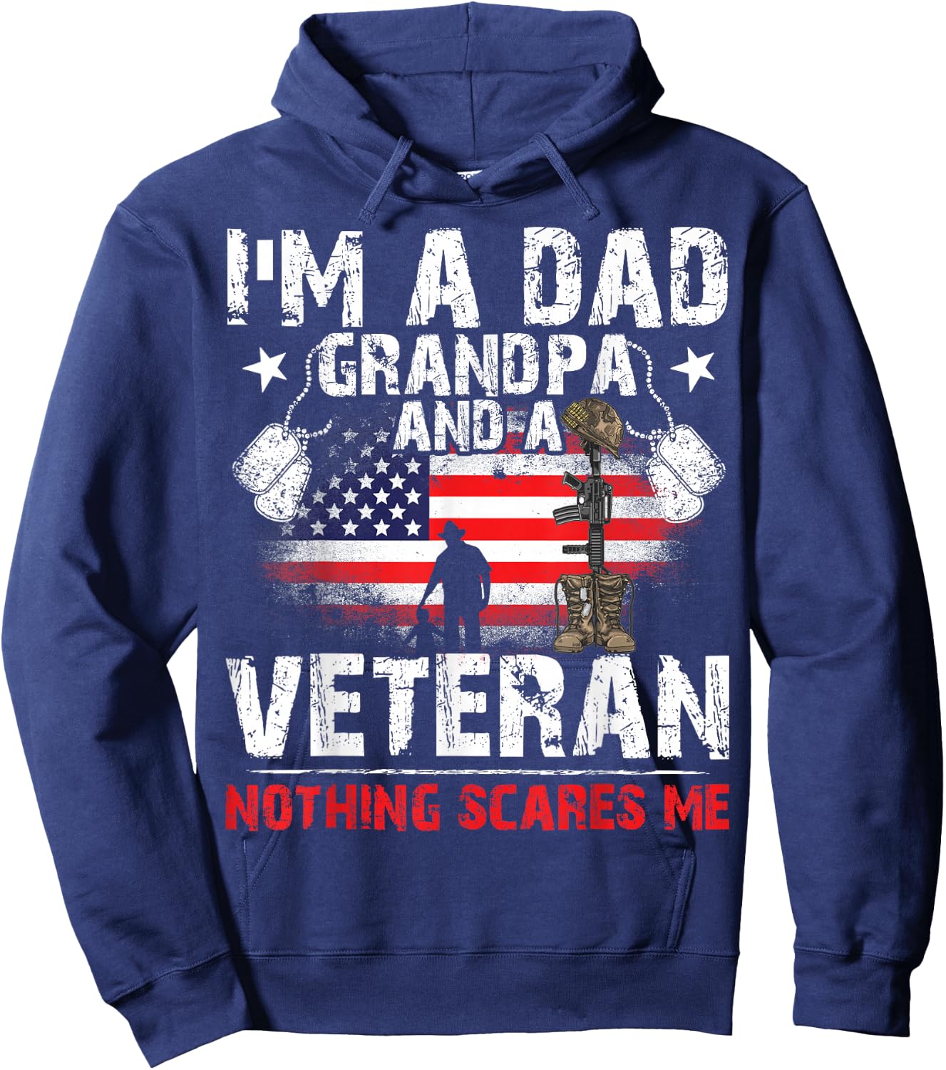 Father's Day - Veterans Day- I'm a Dad Grandpa and a Veteran Hoodie - Hoodie | Navy