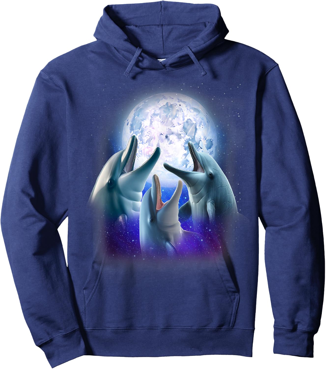 3 Dolphins Howling At The Moon Funny Dolphin Lover Aquarist Hoodie - Hoodie | Navy