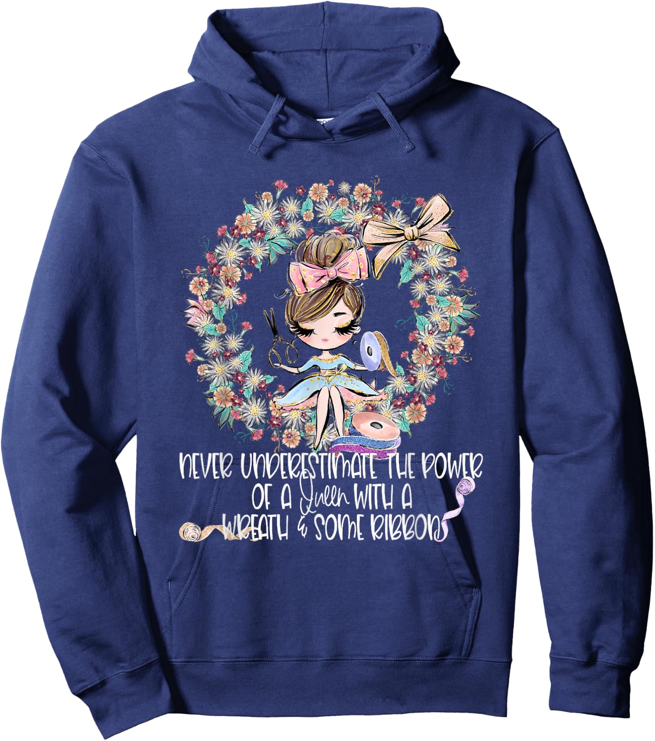 Wreath Making Crafter Ribbon Crafting Mom Craft Maker Woman Hoodie - Hoodie | Navy