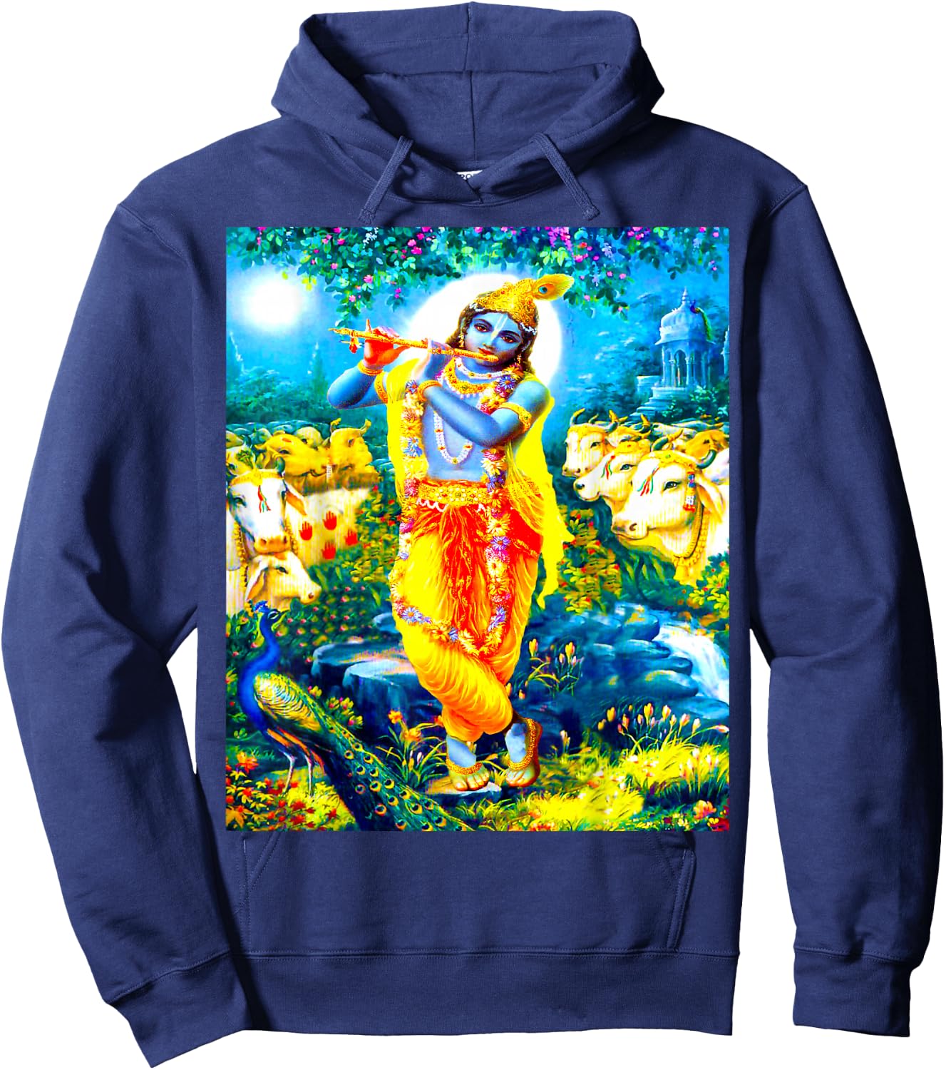 Angel Light Store Krishna Hindu God Indian Deity Eastern Religion , Small, Black Hoodie - Hoodie | Navy