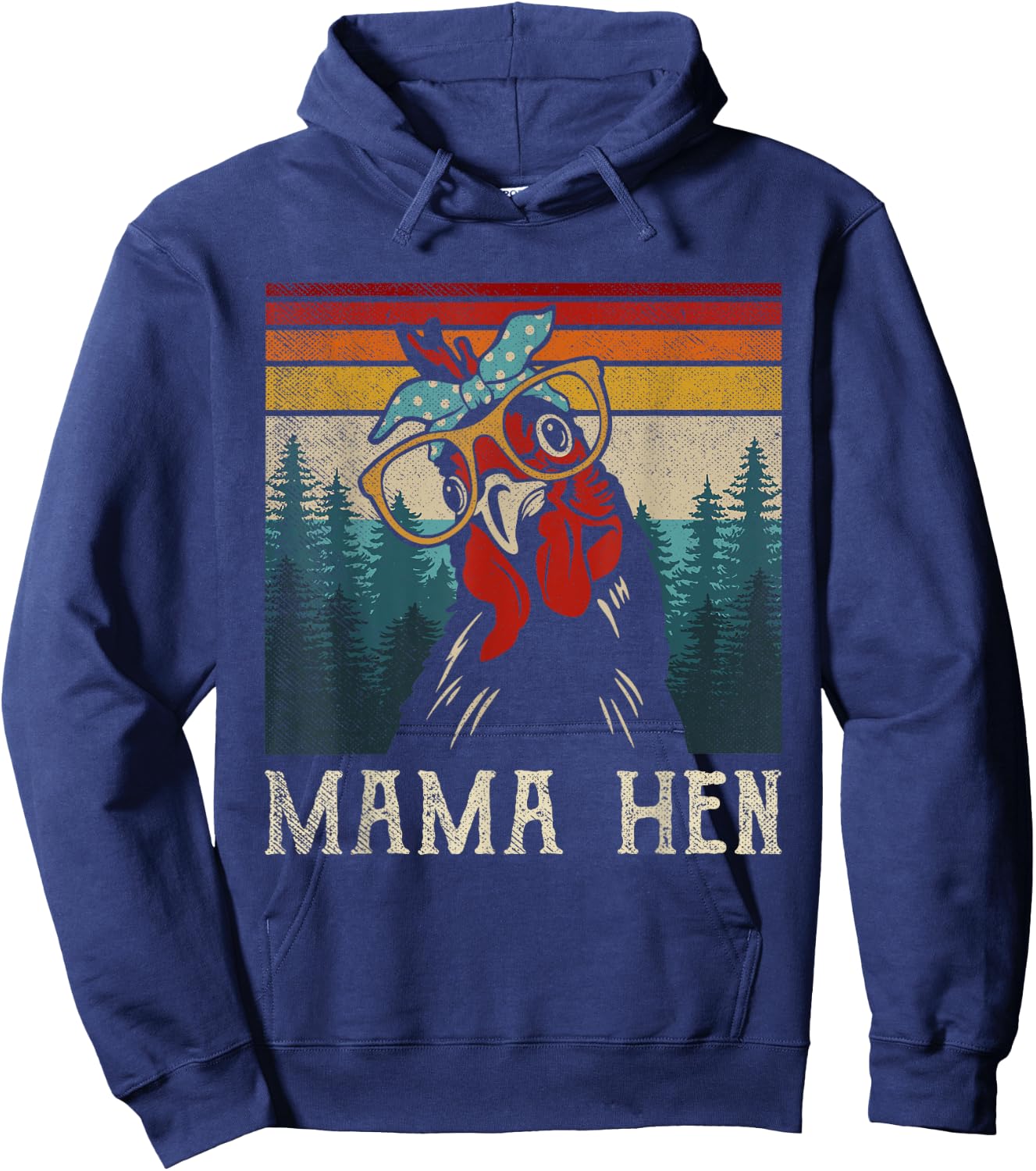 Funny Mama Hen Shirt Vintage Retro Chicken Mom Mother Hoodie - Hoodie | Navy