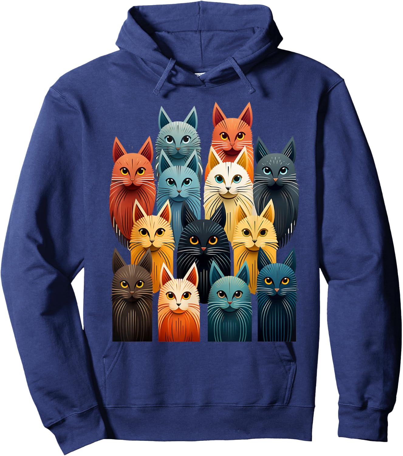 Stylized Vintage Kitten Art Lover Classic Cute Cat Hoodie - Hoodie | Navy