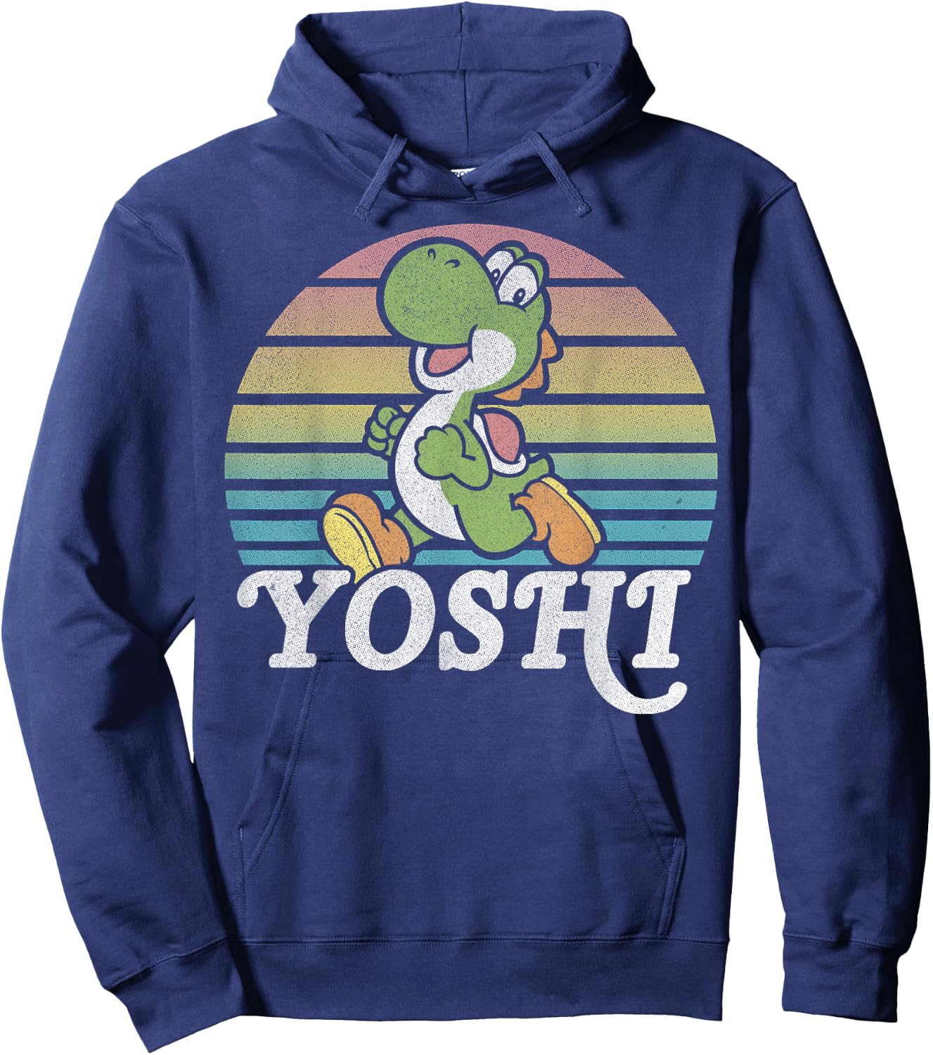 Super Mario Yoshi Retro Line Run Portrait Hoodie - Hoodie | Navy
