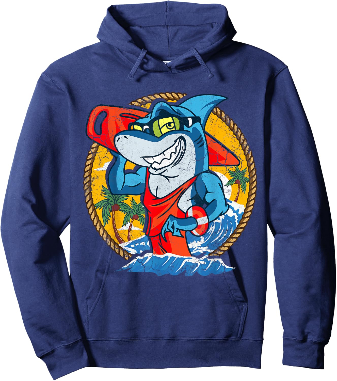 Sharks Beach Lifeguard Ocean Lake House Pool Swimming Summer Hoodie - Hoodie | Navy