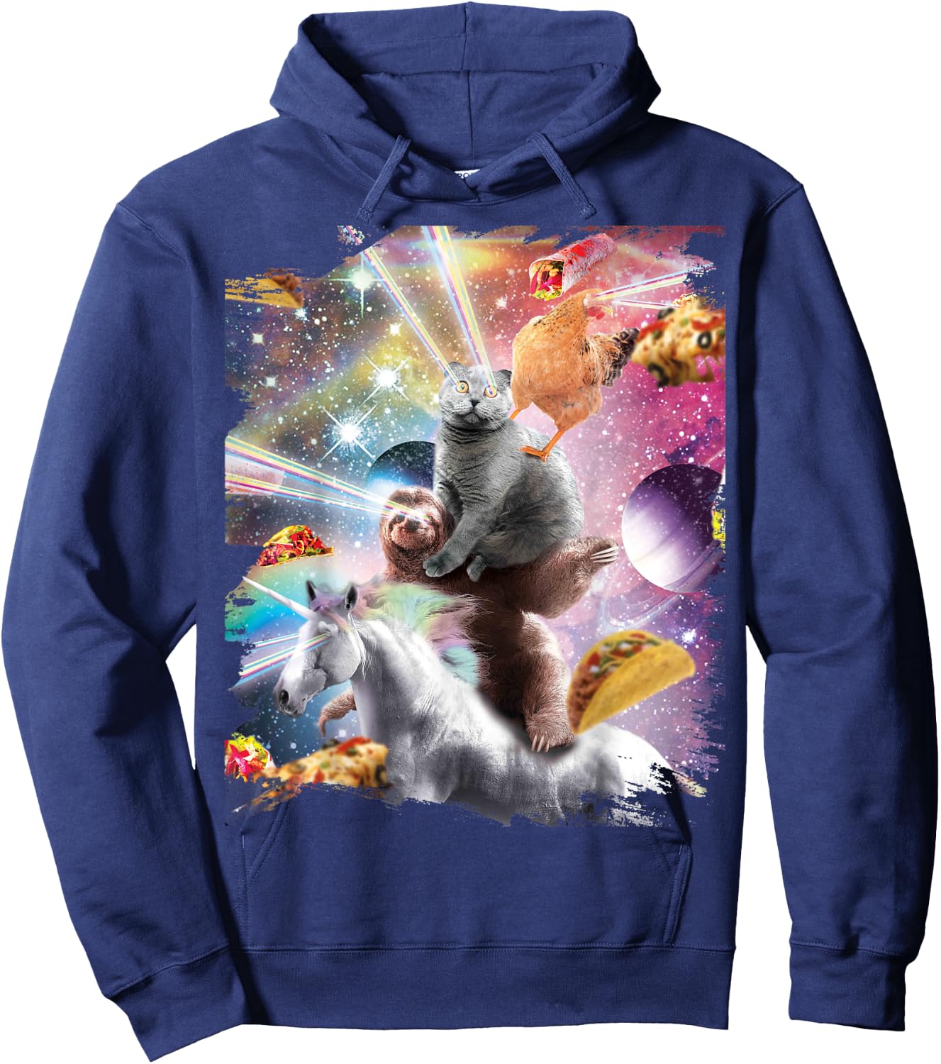 Laser Eyes Space Chicken Cat Sloth Unicorn Hoodie - Hoodie | Navy
