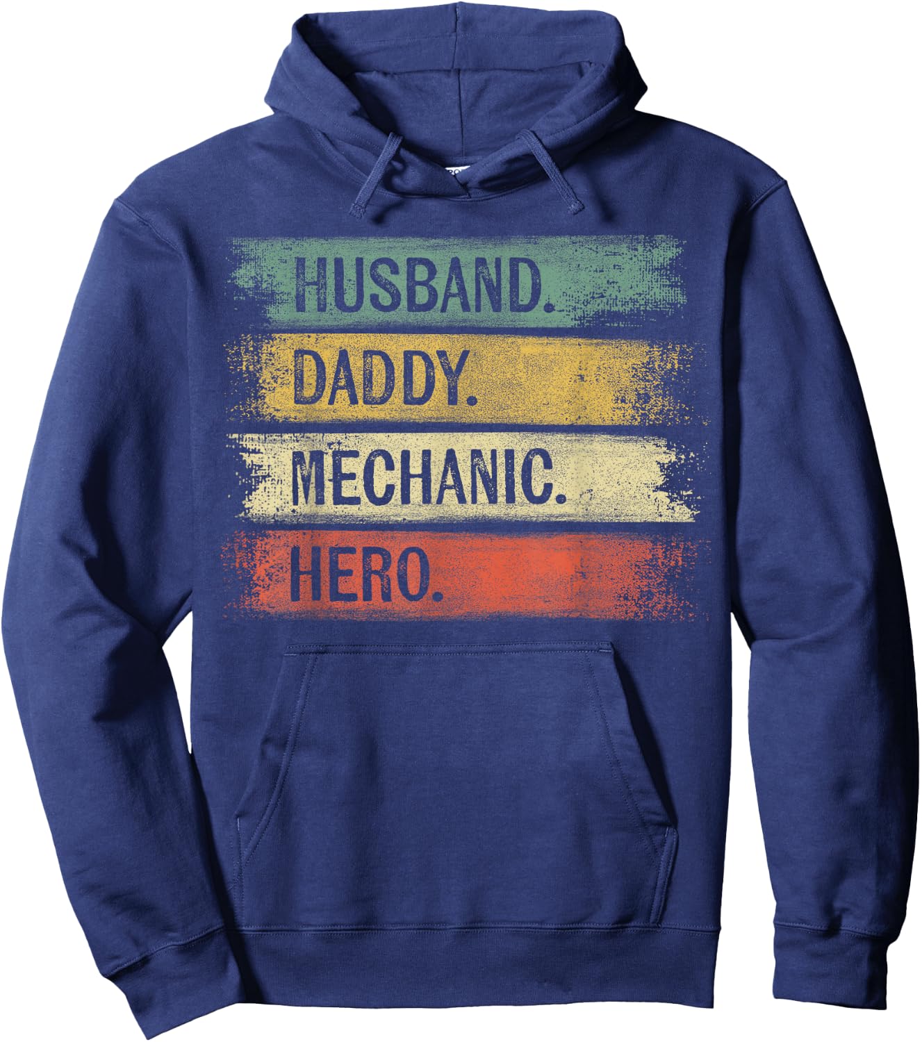 Husband Daddy Mechanic Hero Funny Father's Day Mechanic Gift Hoodie - Hoodie | Navy