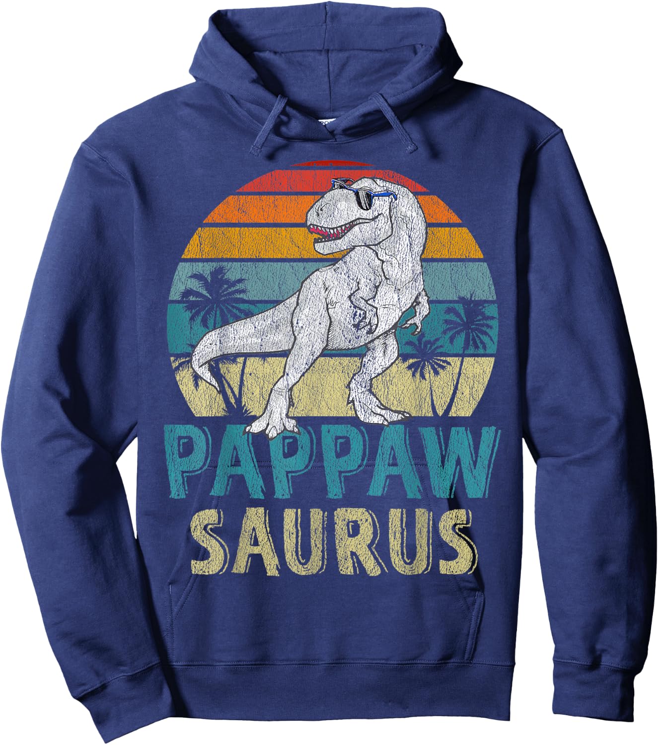 Pappawsaurus T Rex Dinosaur Pappaw Saurus Family Matching Hoodie - Hoodie | Navy