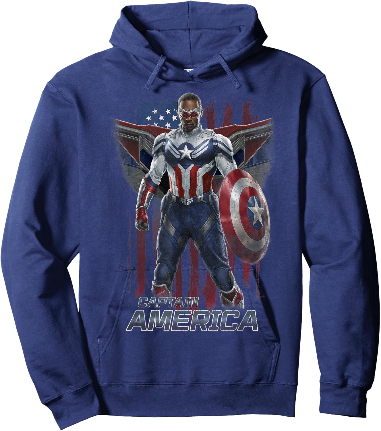 Marvel Falcon Winter Soldier Captain America Flag Portrait Hoodie - Hoodie | Navy