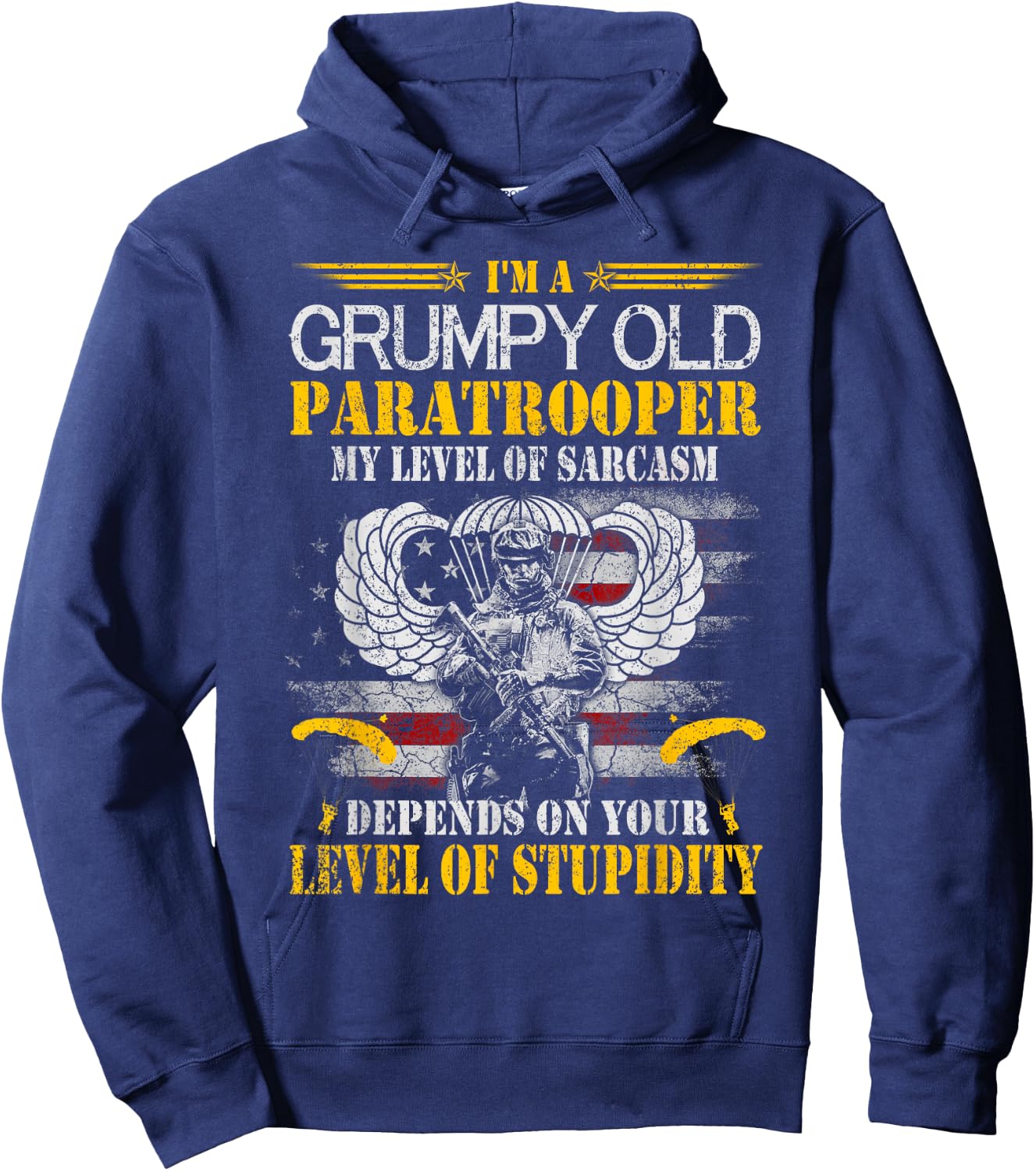 I'm A Grumpy Old Paratrooper Flag , Veterans Day Gift Hoodie - Hoodie | Navy