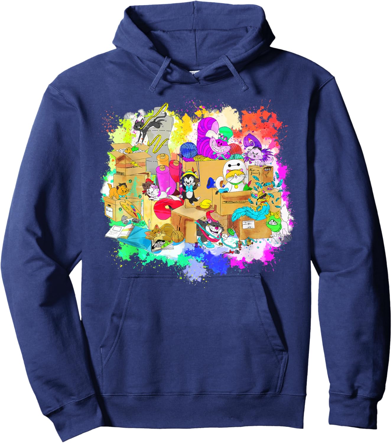 Disney Cats Cheshire Cat Figaro Marie Mochi & Kitten Yzma Hoodie - Hoodie | Navy