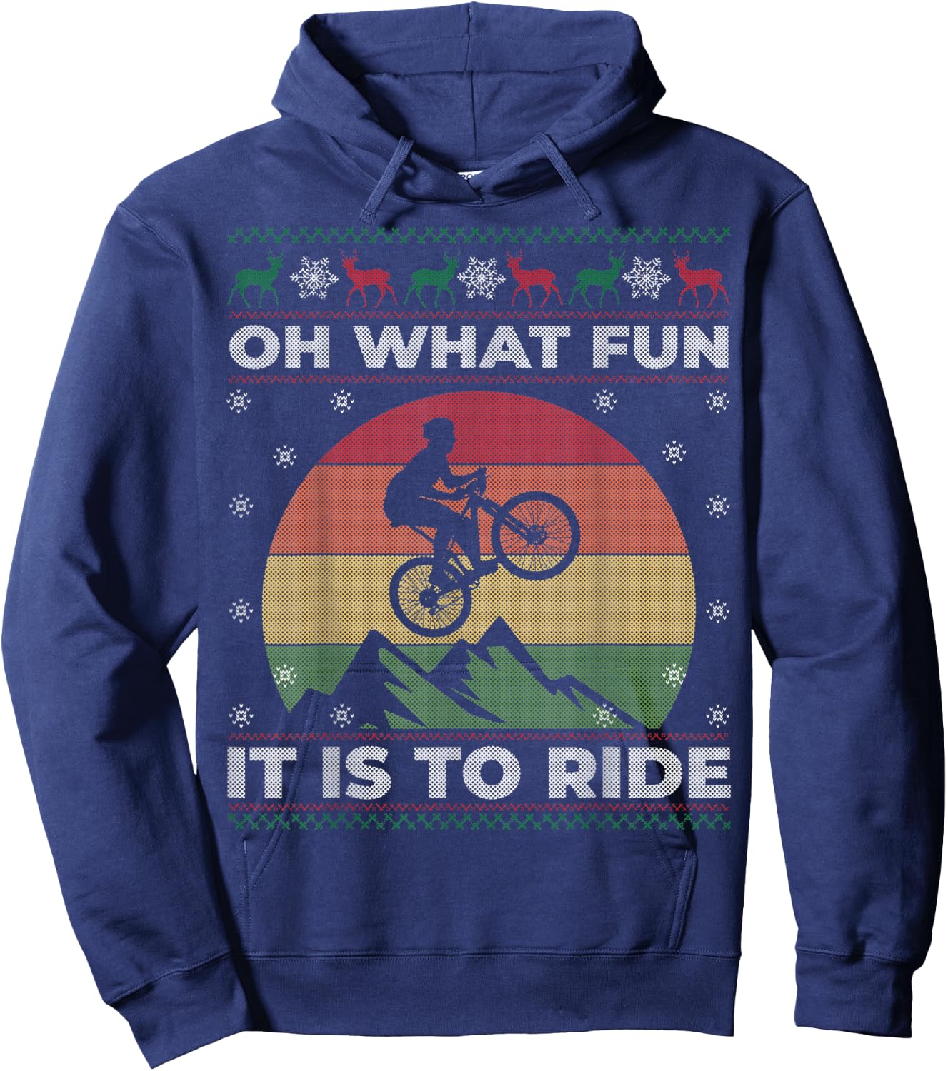 Mountain Bike Ugly Sweater Christmas Gift Women Hoodie - Hoodie | Navy