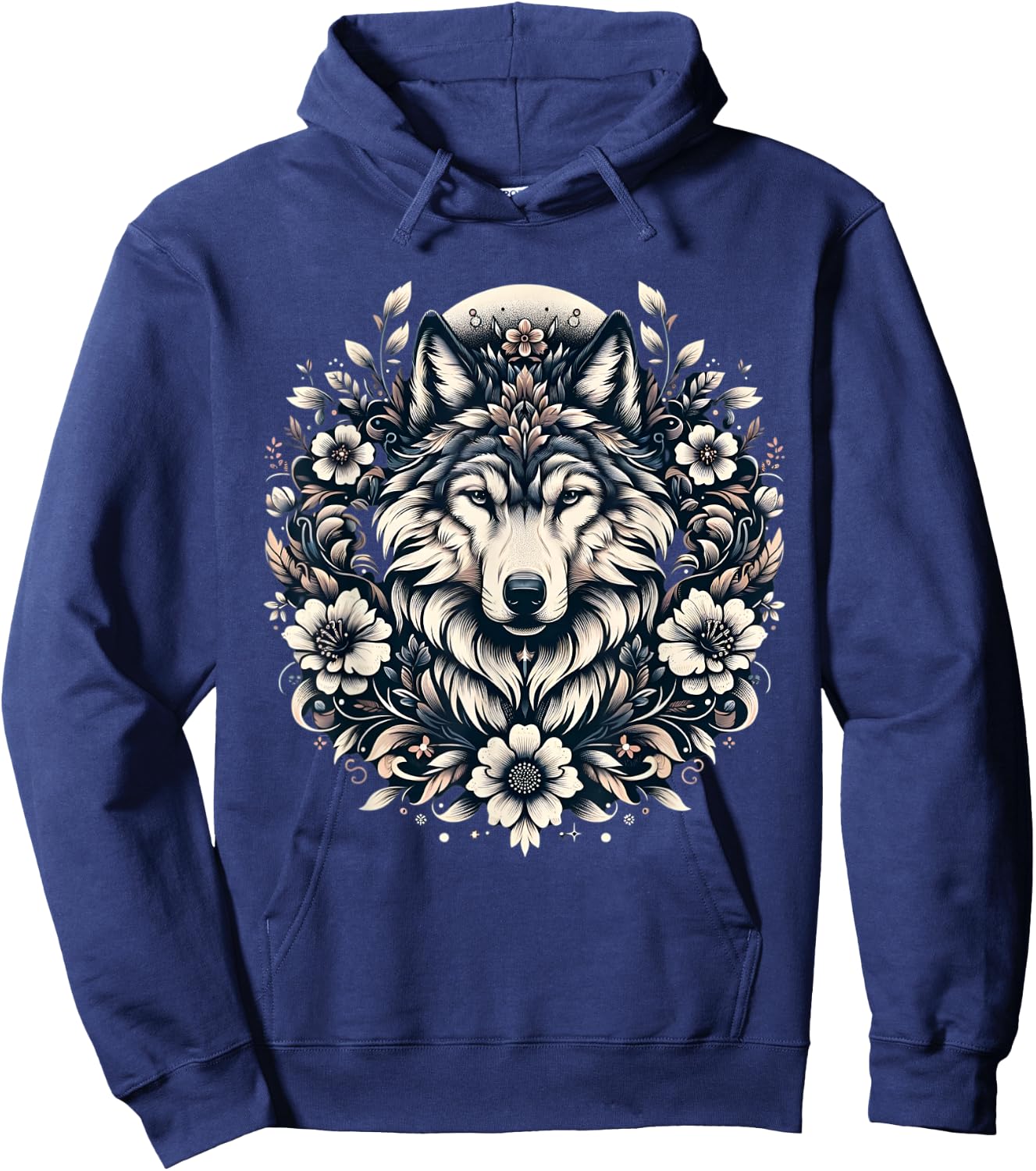 Wolf floral Wolf Lover Hoodie - Hoodie | Navy