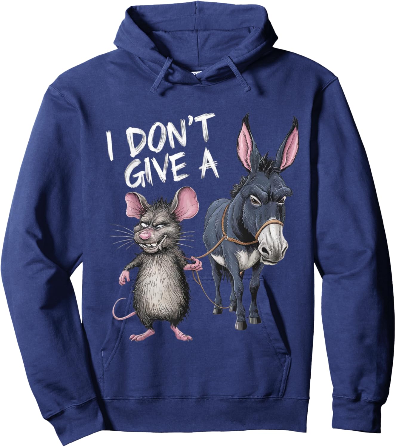 I Don't Give a Rats Ass Mouse & Donkey Funny Hoodie - Hoodie | Navy