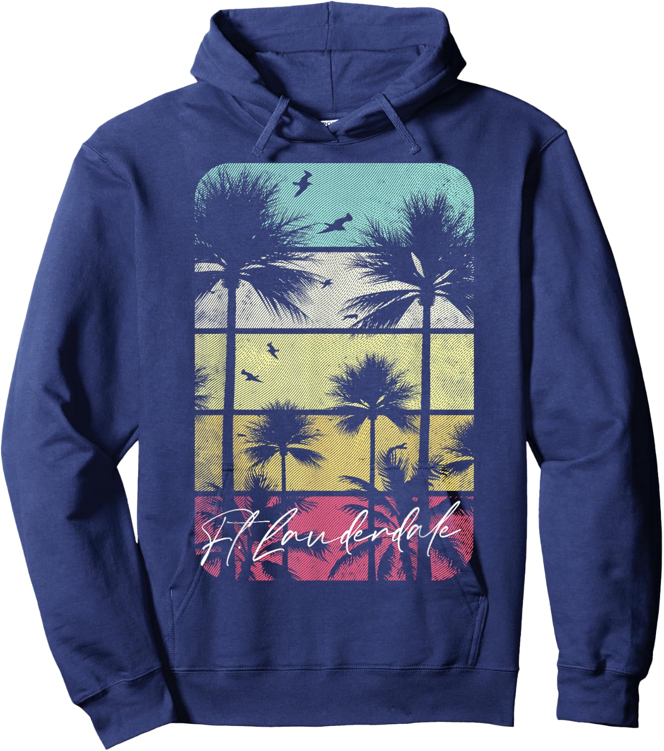 Ft. Fort Lauderdale Florida Retro Vintage Beach Surf Surfing Men Women Kids Hoodie - Hoodie | Navy