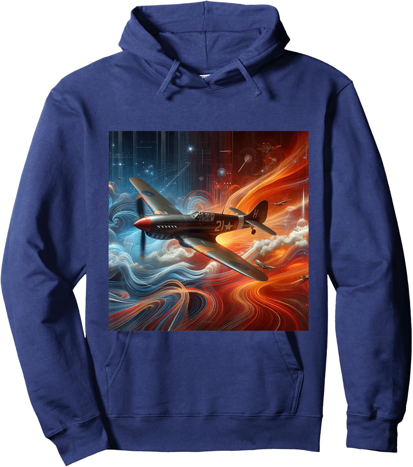 P-40 Warhawk | North American Aviation WW2 P40 Fighter Plane Hoodie - Hoodie | Navy