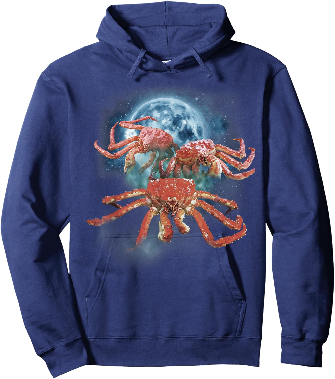 Funny King Crab Shirt - Crab Shirt - Howling at the Moon Hoodie - Hoodie | Navy