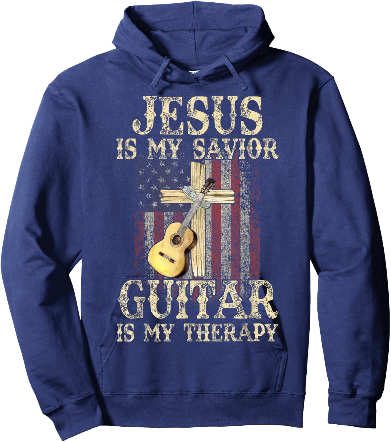 Jesus Is My Savior Guitar Is My Therapy Christian Hoodie - Hoodie | Navy