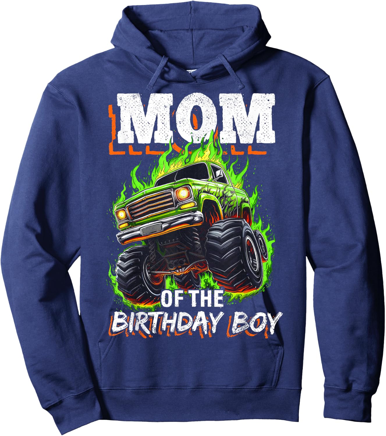 Mom of the Birthday Boy Monster Truck Birthday Novelty Hoodie - Hoodie | Navy