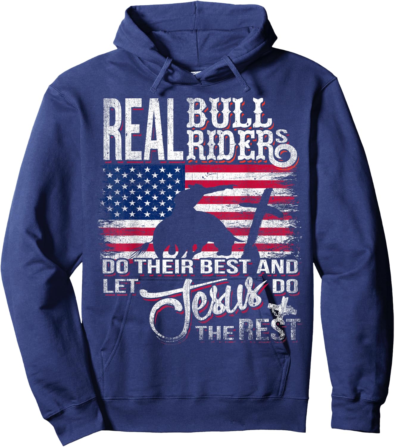 Christian Bull-Rider Bull Riding Jesus Western Sports Hoodie - Hoodie | Navy
