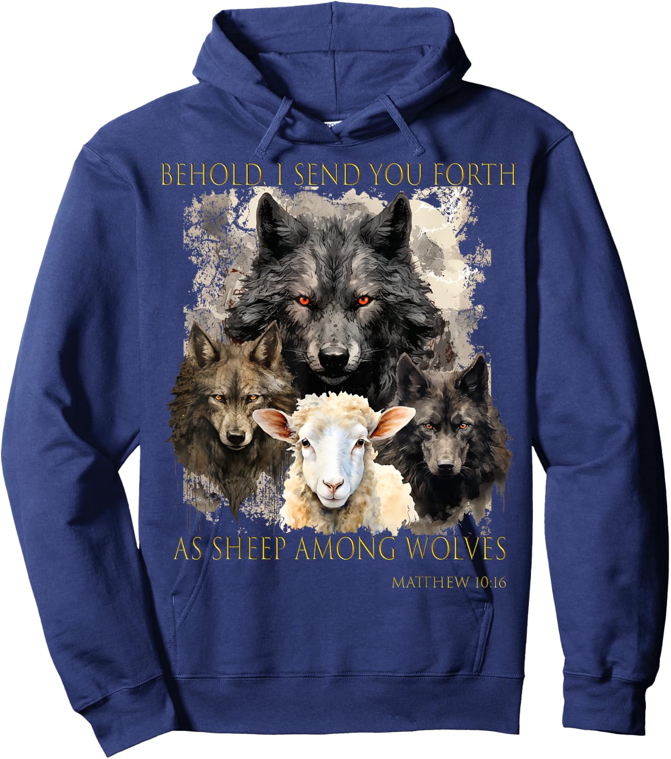 Christ Sheep among wolves John 3:16 Yeshua Religious Gospel Hoodie - Hoodie | Navy