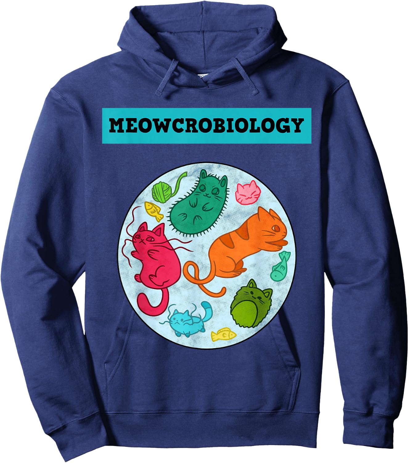 Meowcrobiology Cat Science - Classic Fit, Short Sleeve, Adult Hoodie - Hoodie | Navy