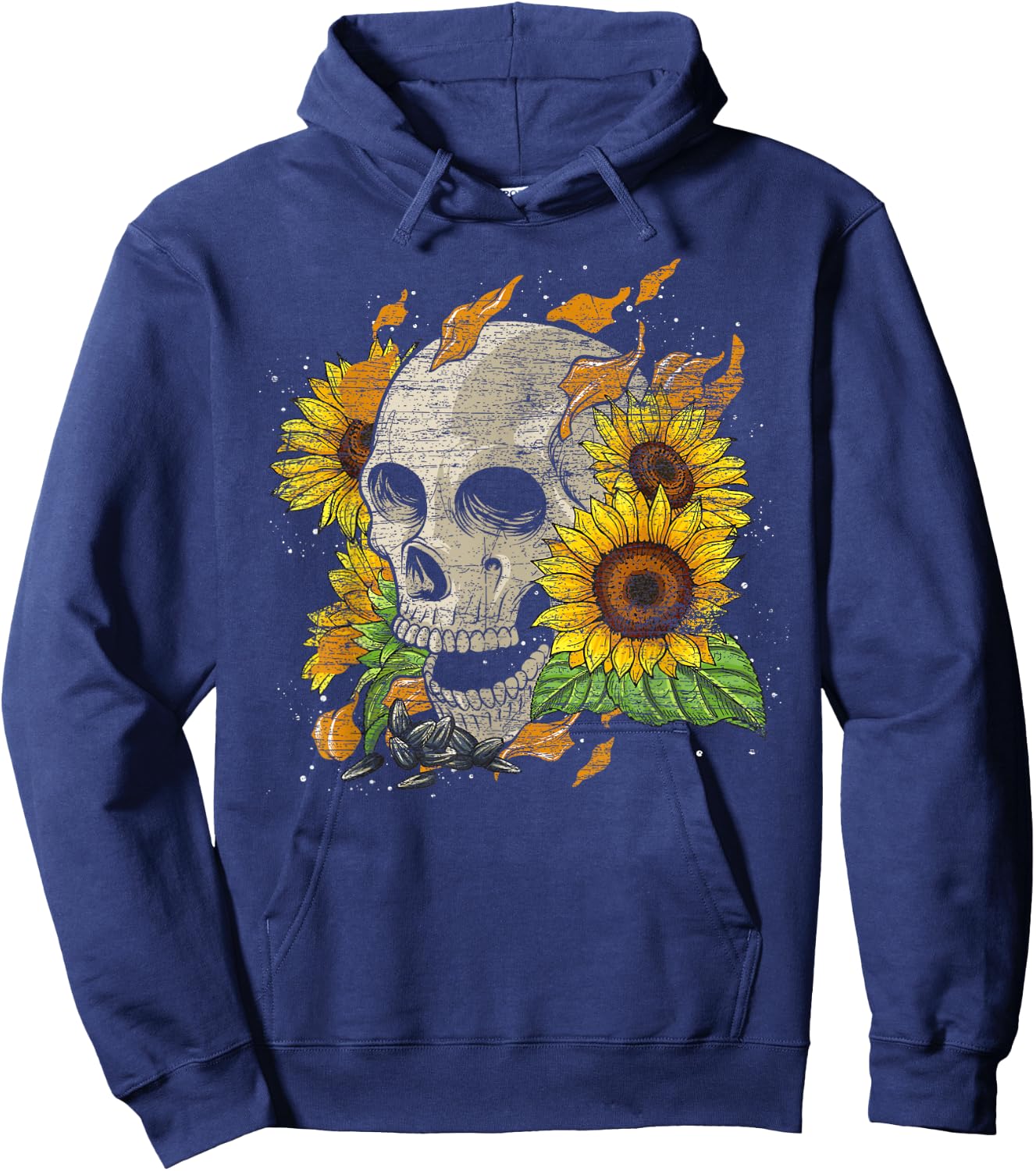 Florist Hippie Yellow Flower Nature Skull Sunflower Hoodie - Hoodie | Navy