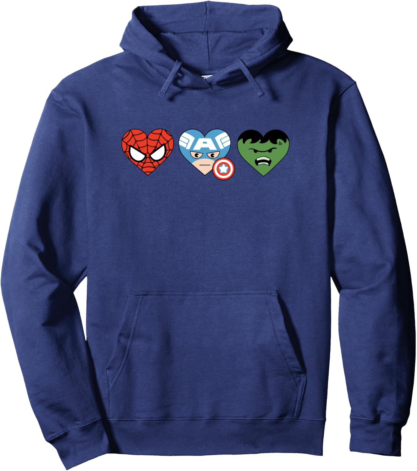 Amazon Essentials Marvel Hero Hearts Spider-Man Captain America and Hulk Hoodie - Hoodie | Navy