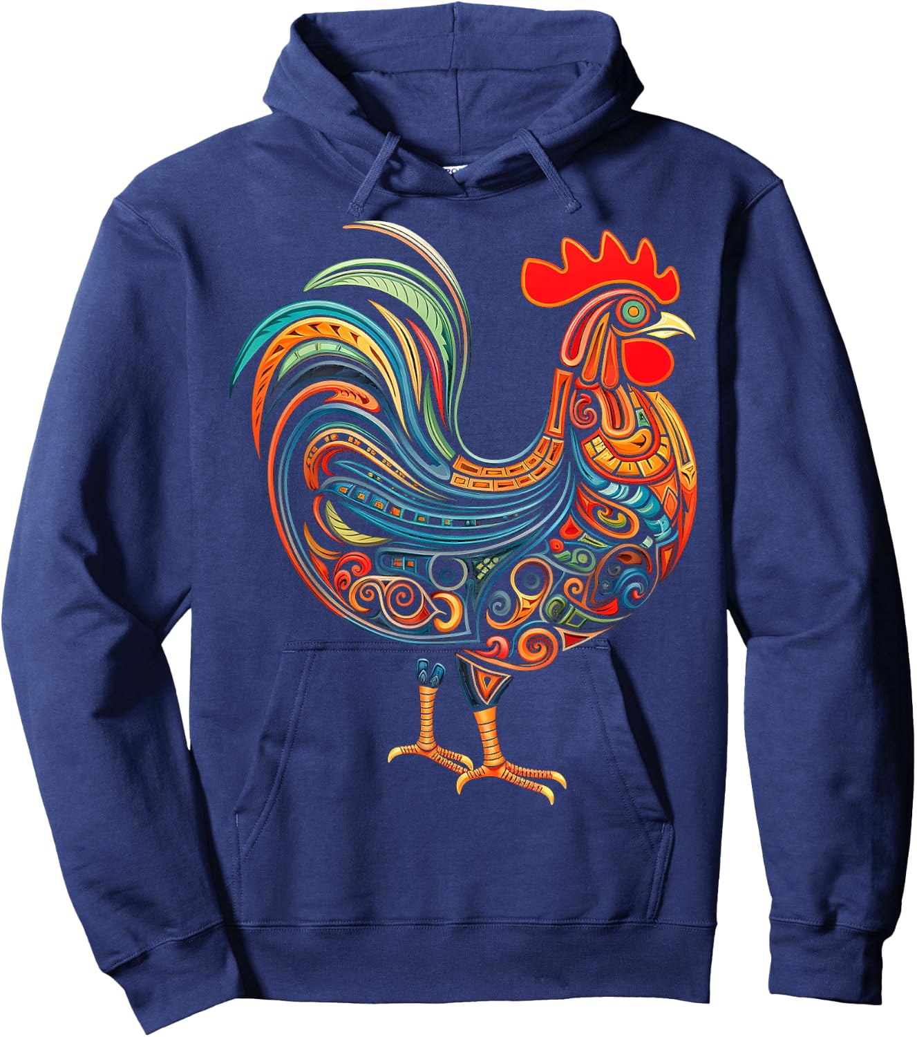 Chicken Mandala Abstract Animal Art Graphic Chicken Hoodie - Hoodie | Navy