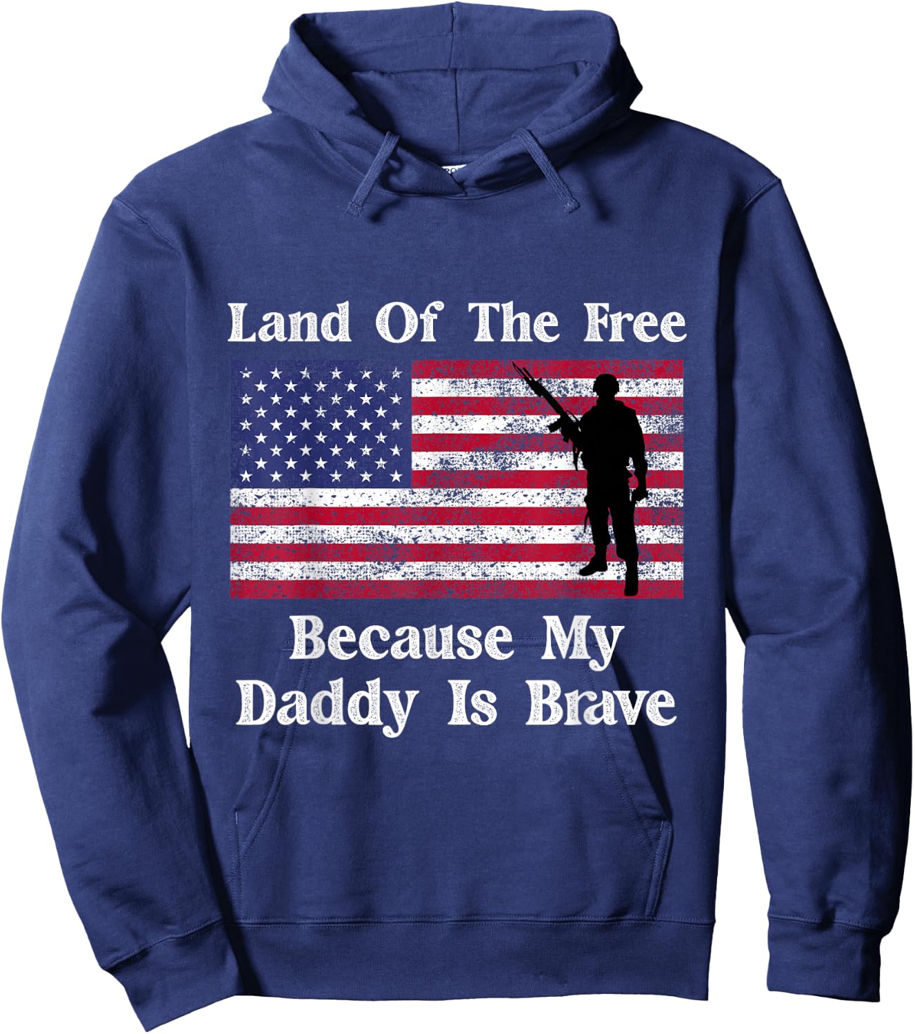 Land Of The Free Because My Daddy Is Brave Military Child Hoodie - Hoodie | Navy