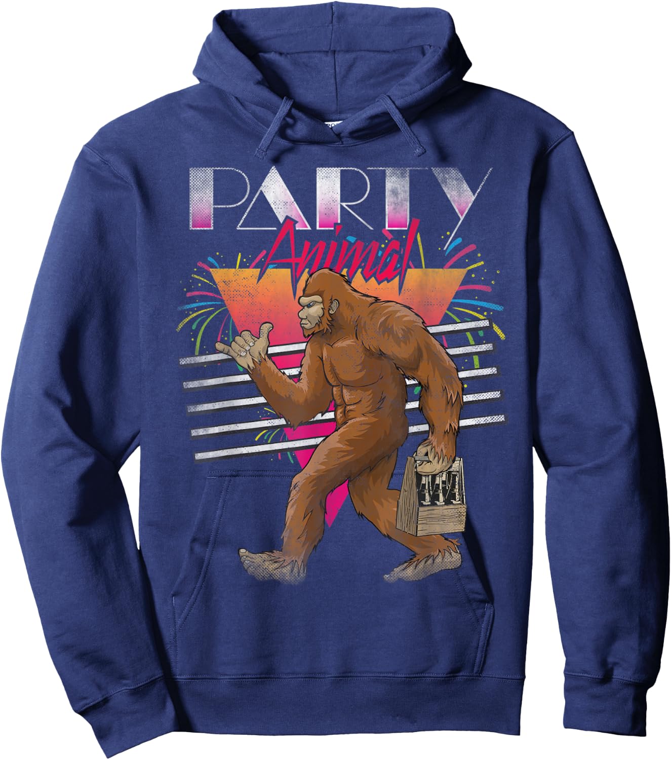Vintage 80s Classic, Bigfoot, Sasquatch, Party Animal, Shaka Hoodie - Hoodie | Navy