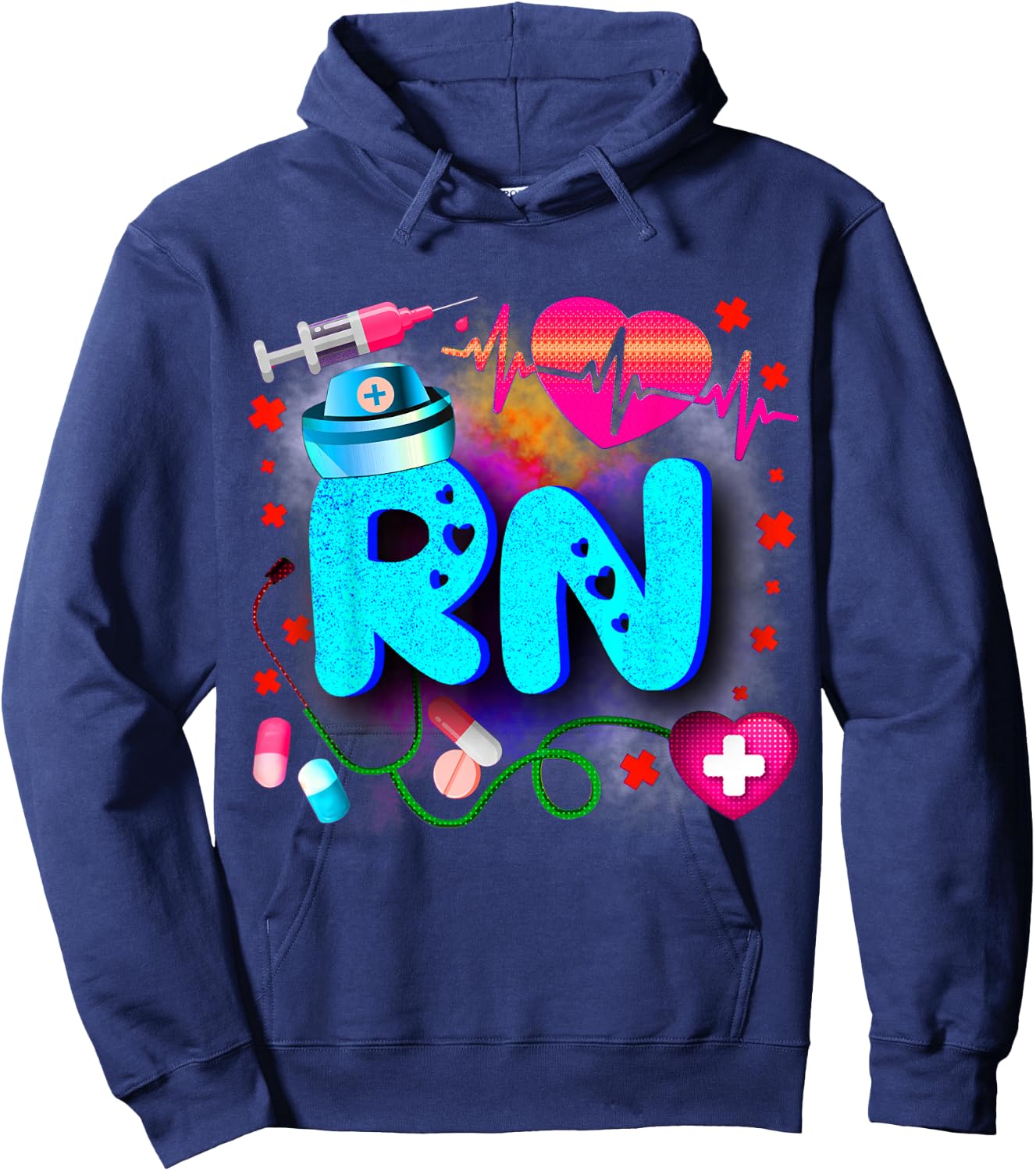 Registered Nurse RN - Tie Dye Registered Nurse Funny RN Hoodie - Hoodie | Navy
