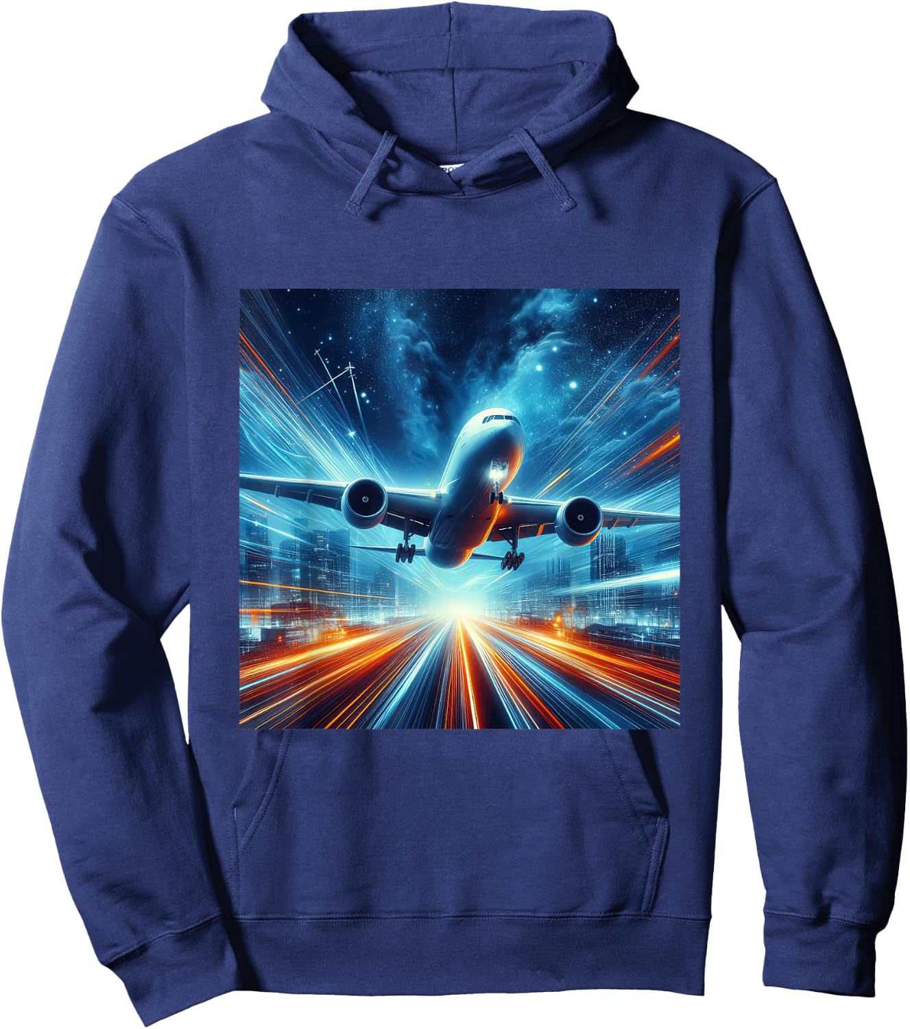 B-777 Aircraft Aviation Airplane Airport Runway Landing Hoodie - Hoodie | Navy
