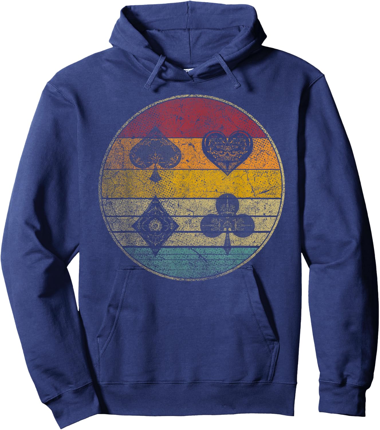 Poker Cards Game Vintage Retro Style Distressed Men Women Hoodie - Hoodie | Navy