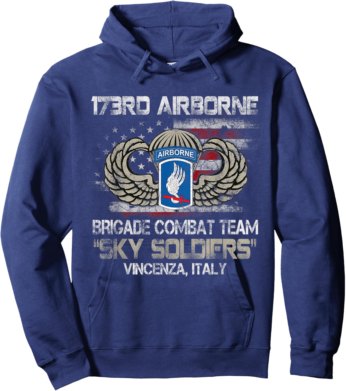 173rd Airborne Brigade Combat Team U.S Flag Veteran Gift Men Hoodie - Hoodie | Navy