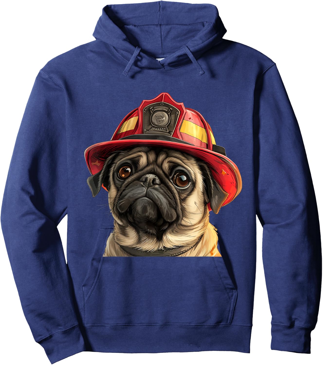 Pug Firefighter Hat Fireman Dog Hoodie - Hoodie | Navy