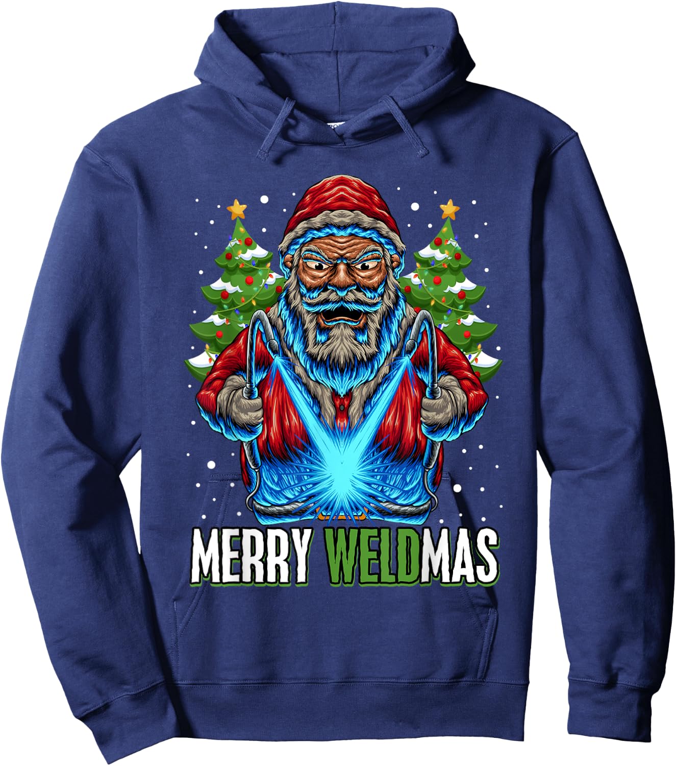 Merry Weldmas Welder Christmas Welding Worker Santa Hoodie - Hoodie | Navy