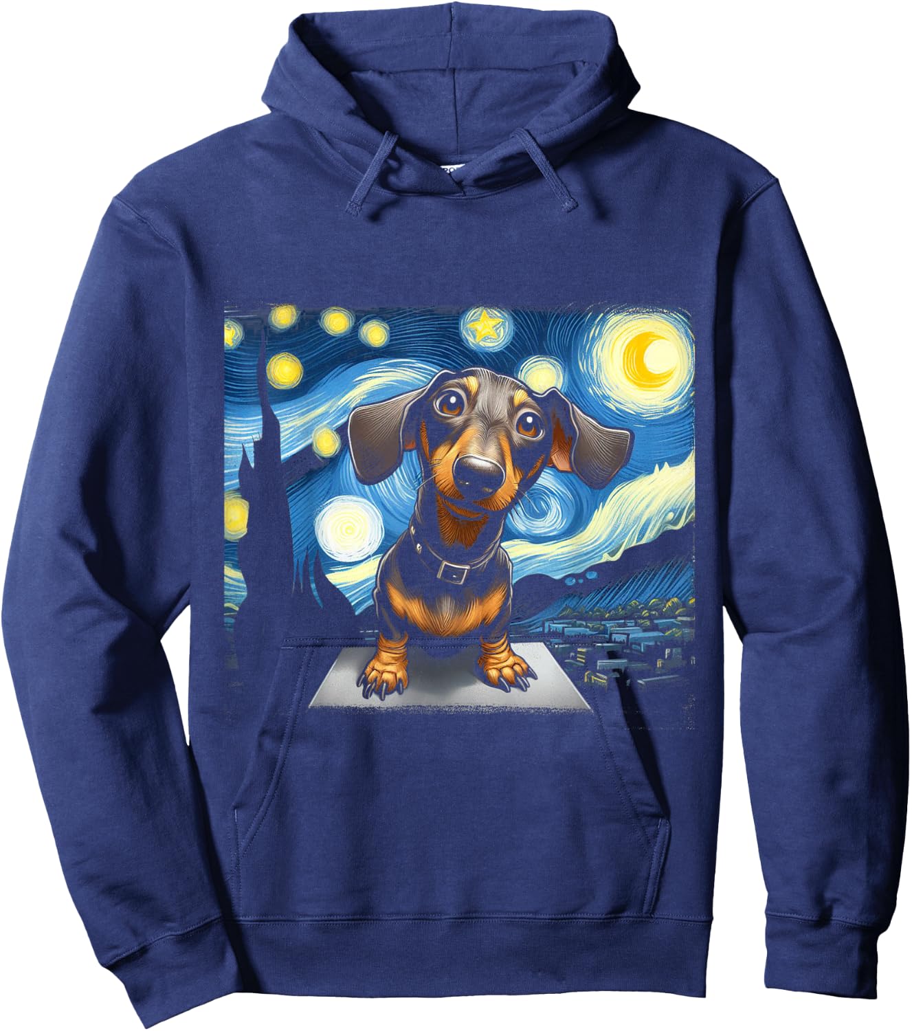 Funny Dachshunds Sausage Dogs in a Starry Night Hoodie - Hoodie | Navy