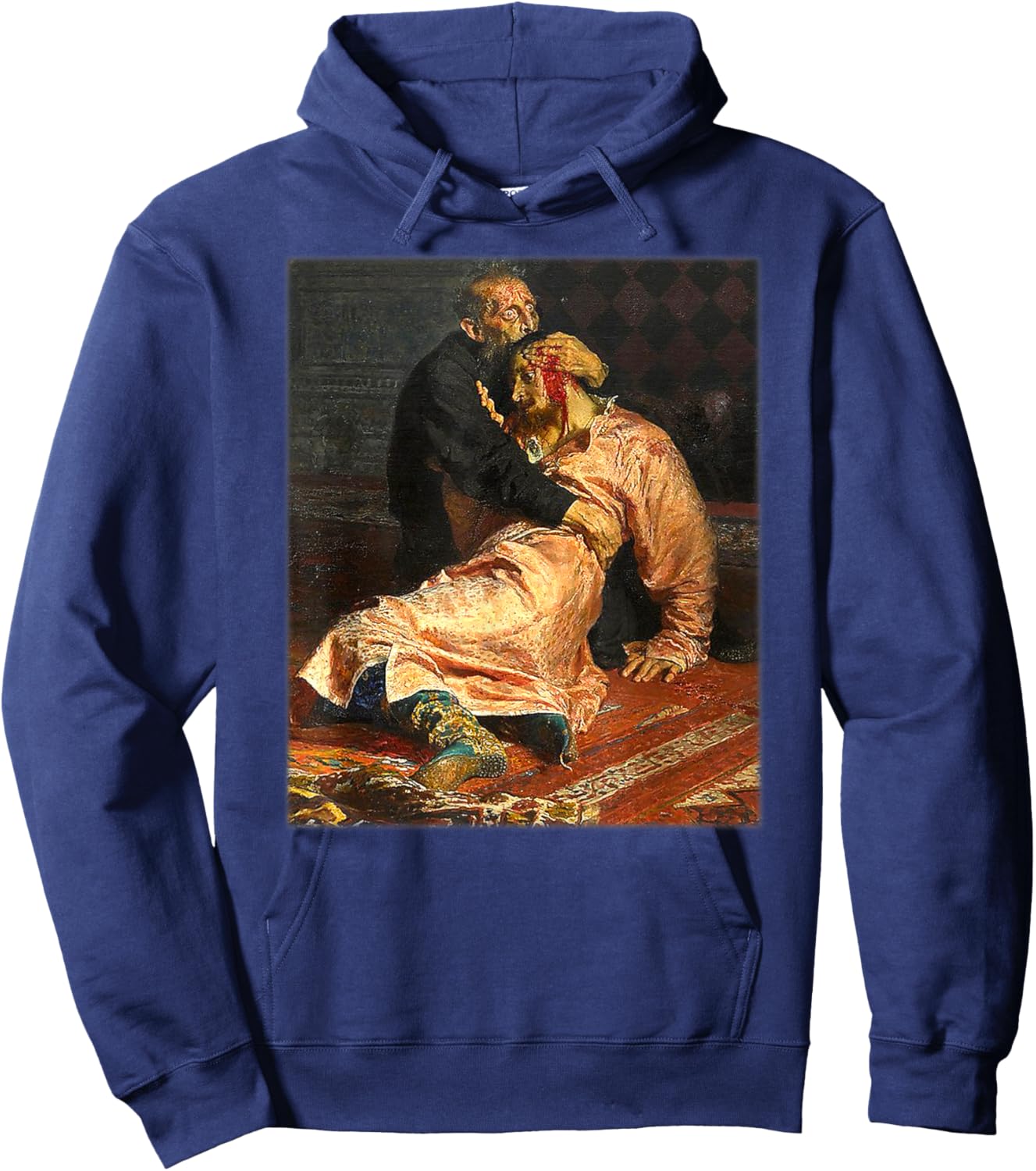 Ivan the Terrible and his Son Ivan Painting by Ilya Repin Hoodie - Hoodie | Navy