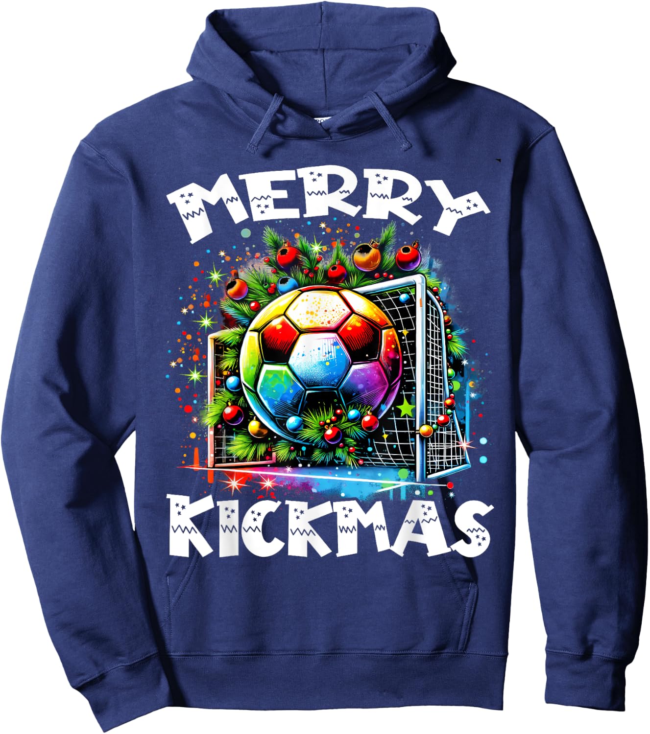 Merry Kickmas Soccer Ball Soccer Player Merry Christmas Hoodie - Hoodie | Navy