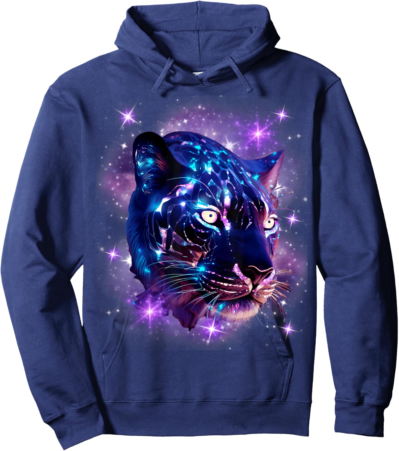 Cosmic Cheetah Leopard Tiger Purple Galaxy Stars Celestial Hoodie - Hoodie | Navy