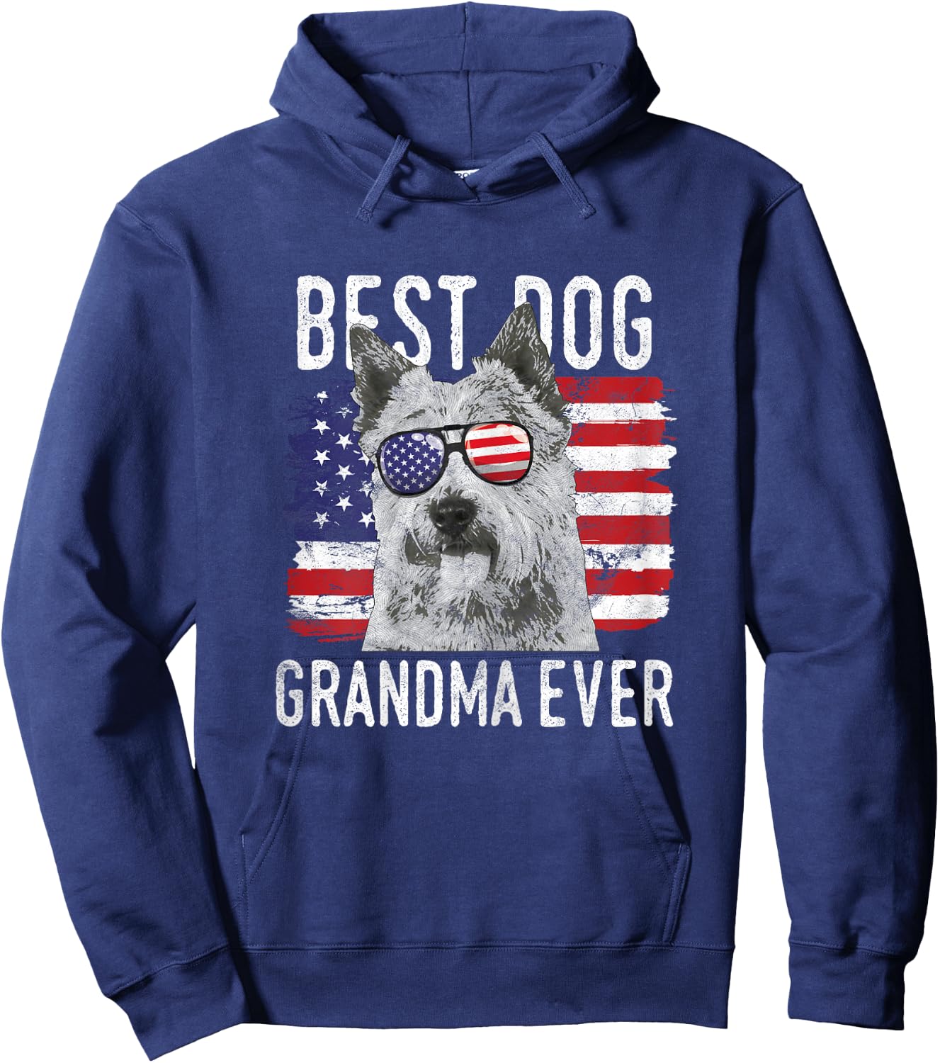American Flag Best Dog Grandma Ever Norwich Terriers USA Hoodie - Hoodie | Navy