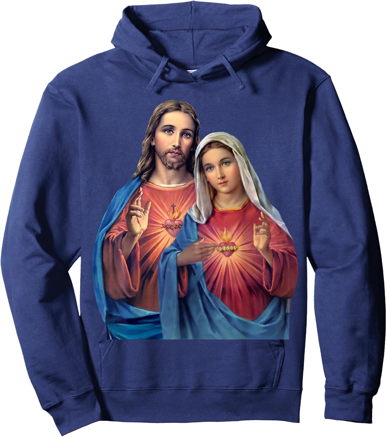 Hearts of Jesus and Mary very close together (Twin Hearts) Hoodie - Hoodie | Navy