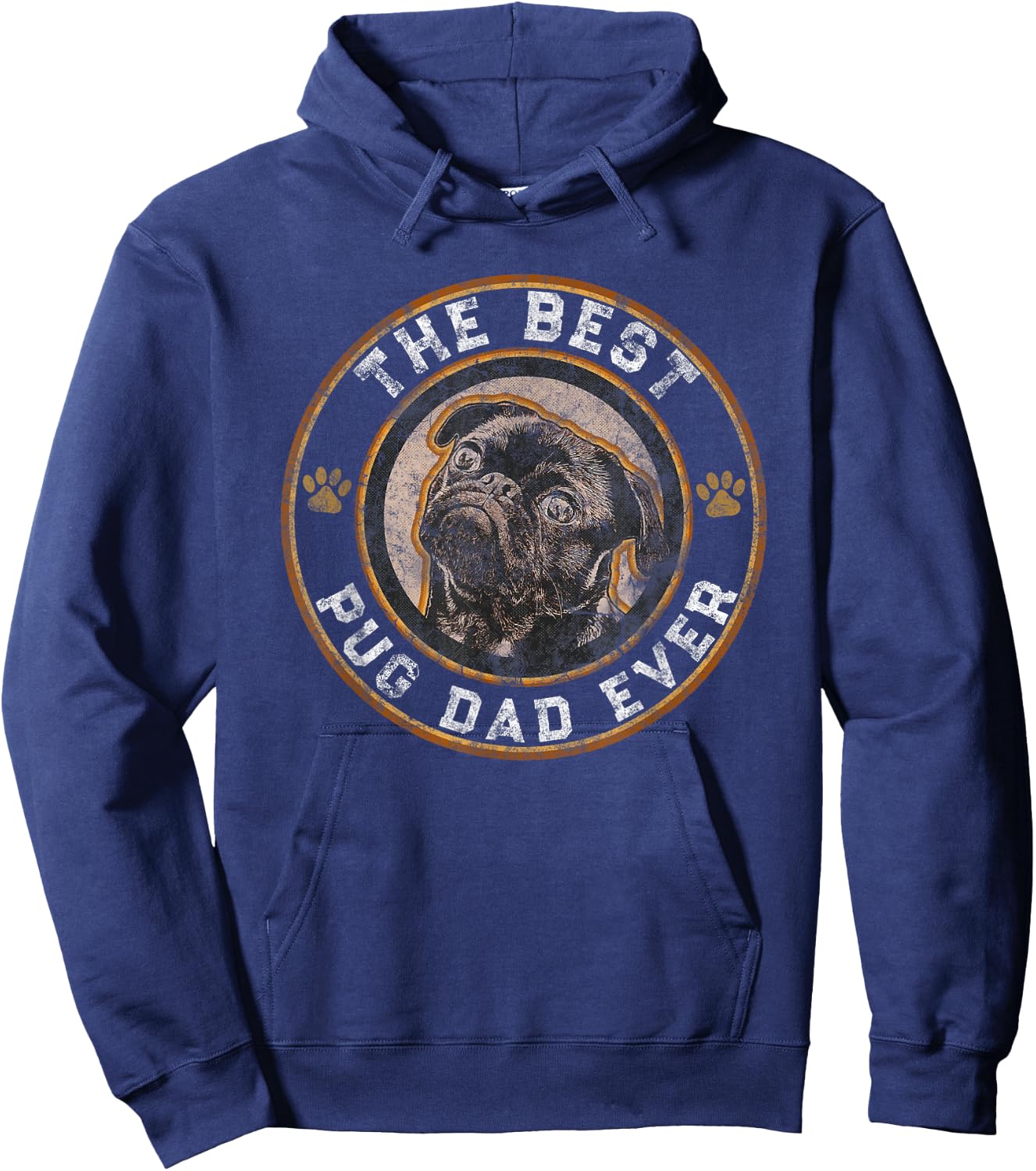 Best Pug Dad Ever Black Pugs Owner Vintage Dog Lover Hoodie - Hoodie | Navy
