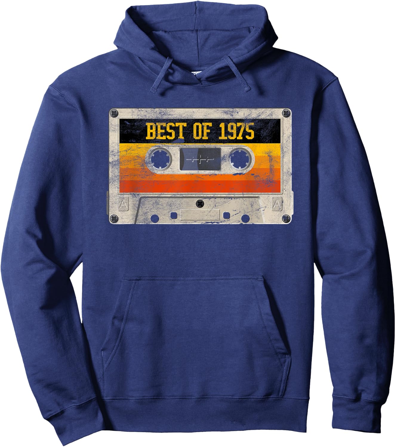 Best of 1975 46th Birthday Gifts Cassette Tape Vintage Retro Hoodie - Hoodie | Navy