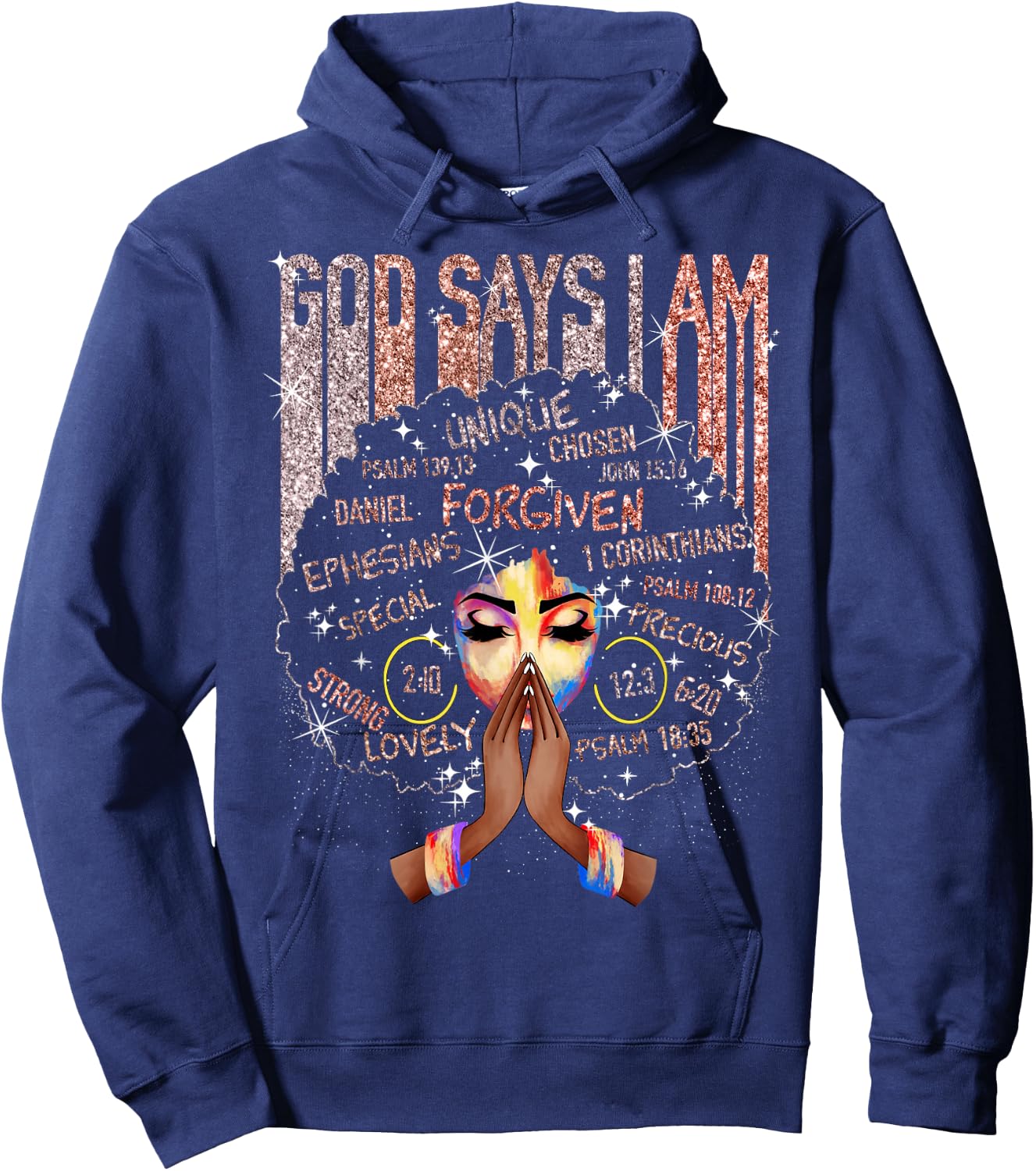 Black Girl God Says I Am Black Melanin History Month Pride Hoodie - Hoodie | Navy