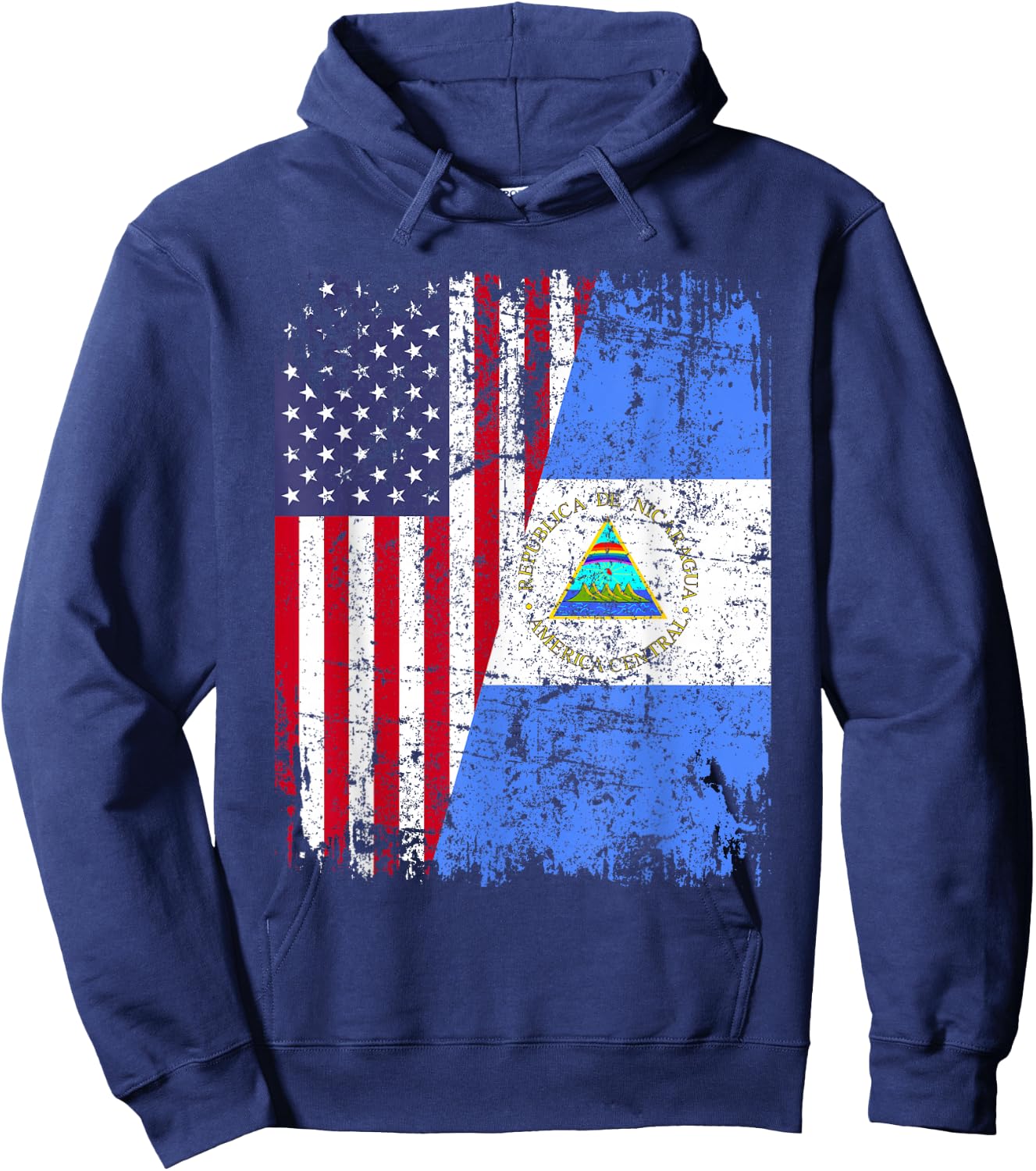 Nicaraguan Roots | Half American Flag | USA Nicaragua Flag Hoodie - Hoodie | Navy