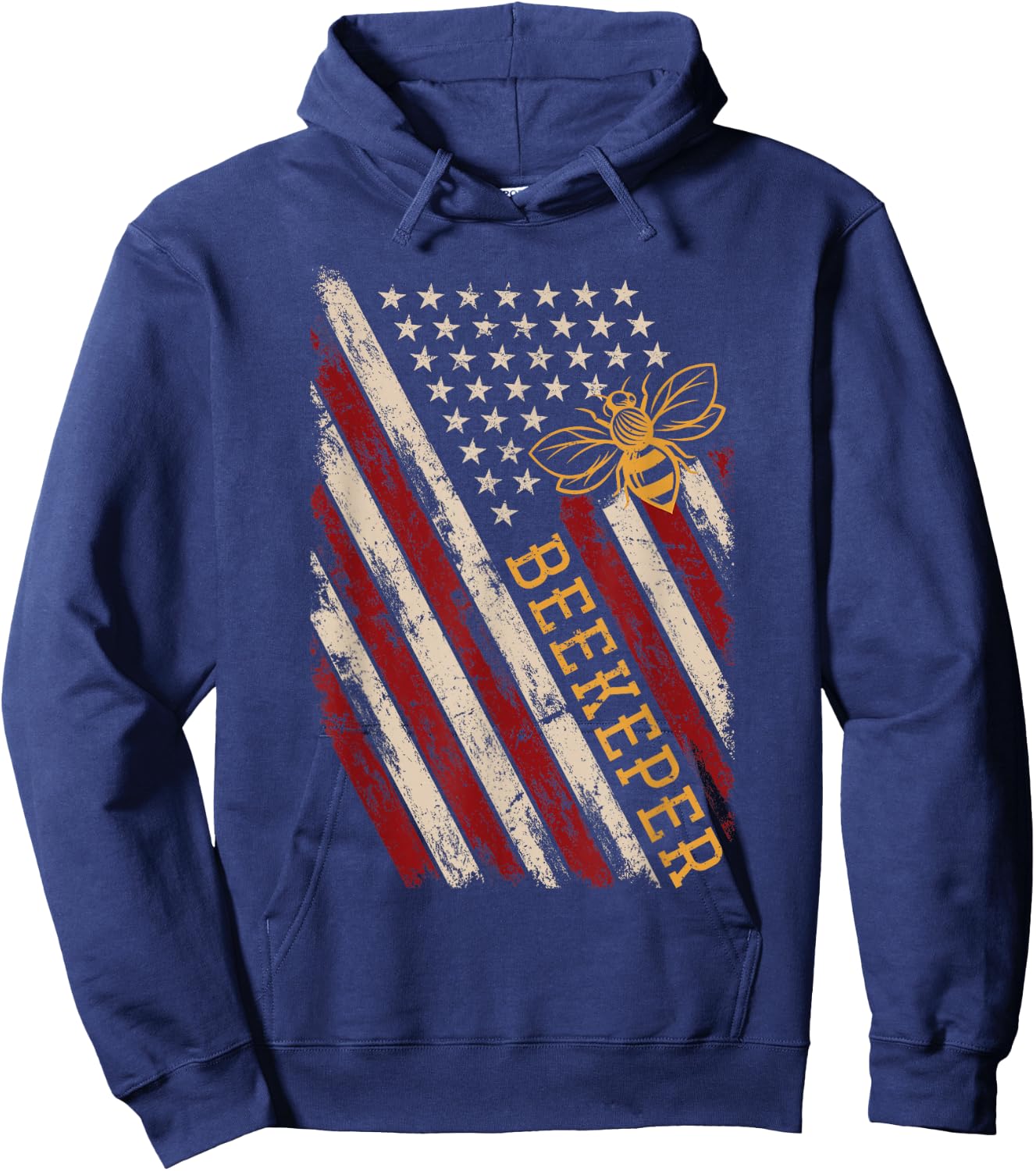 Patriotic Bee Whisperer 4th of July Gift USA Flag Beekeeper Hoodie - Hoodie | Navy