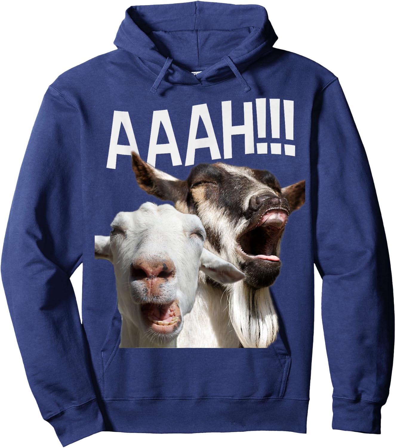 Screaming Goats AAAH!!! Funny Crazy Goat Lover Print Hoodie - Hoodie | Navy